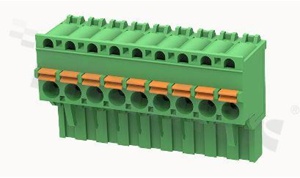 Listwa zaciskowa rozłączalna; w rastrze 5.08mm; 9-torowa; żeńska; na przewód 2.50mm2 (26-12AWG); kątowa; z zaciskiem sprężynowym; styki z fosforobrązu; stalowa klatka; UL 300/10A TUV 320/20A