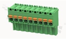 Pluggable terminal block; 5.08mm pitch; 9-ways; female; for wire 2.50mm2 (26-12AWG); R/A; p.bronze contacts; spring clamp; brass cage; UL 300/10A TUV 320/20A