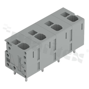 Listwa zaciskowa do PCB; przewód-płytka; na przewód 0.2 - 6.0 mm2 (24-10AWG); raster 11.5 mm; 4-torowa.; kąt ułożenia przewodu względem płytki: 90; Push-in; szary; 600V/26A