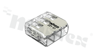 Złączka instalacyjna COMPACT; 3-torowa; do wszystkich rodzajów przewodów; do zastosowań Ex e; maks. 6mm2; z dźwigniami; transparentna