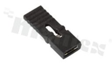 Zworka z uchwytem wysokość 13.5mm; w rastrze 2.54mm; typu "open"; czarna