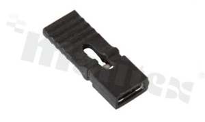 Zworka z uchwytem wysokość 13.5mm; w rastrze 2.54mm; typu "open"; czarna
