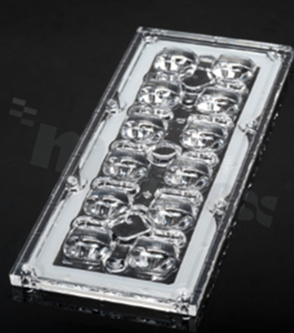 Lens for LED high power; mid power; angle: asymmetric; Number of LEDs: 12; Dimensions: 17x173mm; Height: 8.5mm; meterial: PC; silicone; Fastening: screw