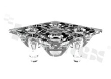 Lens for LED high power; mid power; angle: 9 do 31 degrees ; Number of LEDs: 4; Dimensions: 19.9x19.9mm; Height: 7.5mm; material: PC; Fastening: adhesive