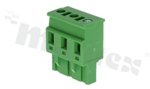 Listwa zaciskowa rozłączalna; w rastrze 7.50mm; 3-torowa; żeńska; na przewód 2.50mm2 (28-12AWG); kierunek wtykania prostopadły do osi przewodów; styki z fosforobrązu; mosiężna klatka; UL 300V/15A TUV 400V/10A