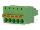 Pluggable terminal block; 3.50mm pitch; 5-ways; female; for wire 1.50mm2 (28-16AWG); wire insertion direction same as plug-in direction; p.bronze contacts; spring clamp; brass cage; UL 300/8A TUV 250/12A