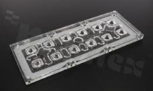 Lens for LED high power; mid power; angle: 132 to 157 degrees FWHM; Number of LEDs: 12; Dimensions: 173x71mm; Height: 8mm; meterial: PMMA; silicone; Fastening: screw