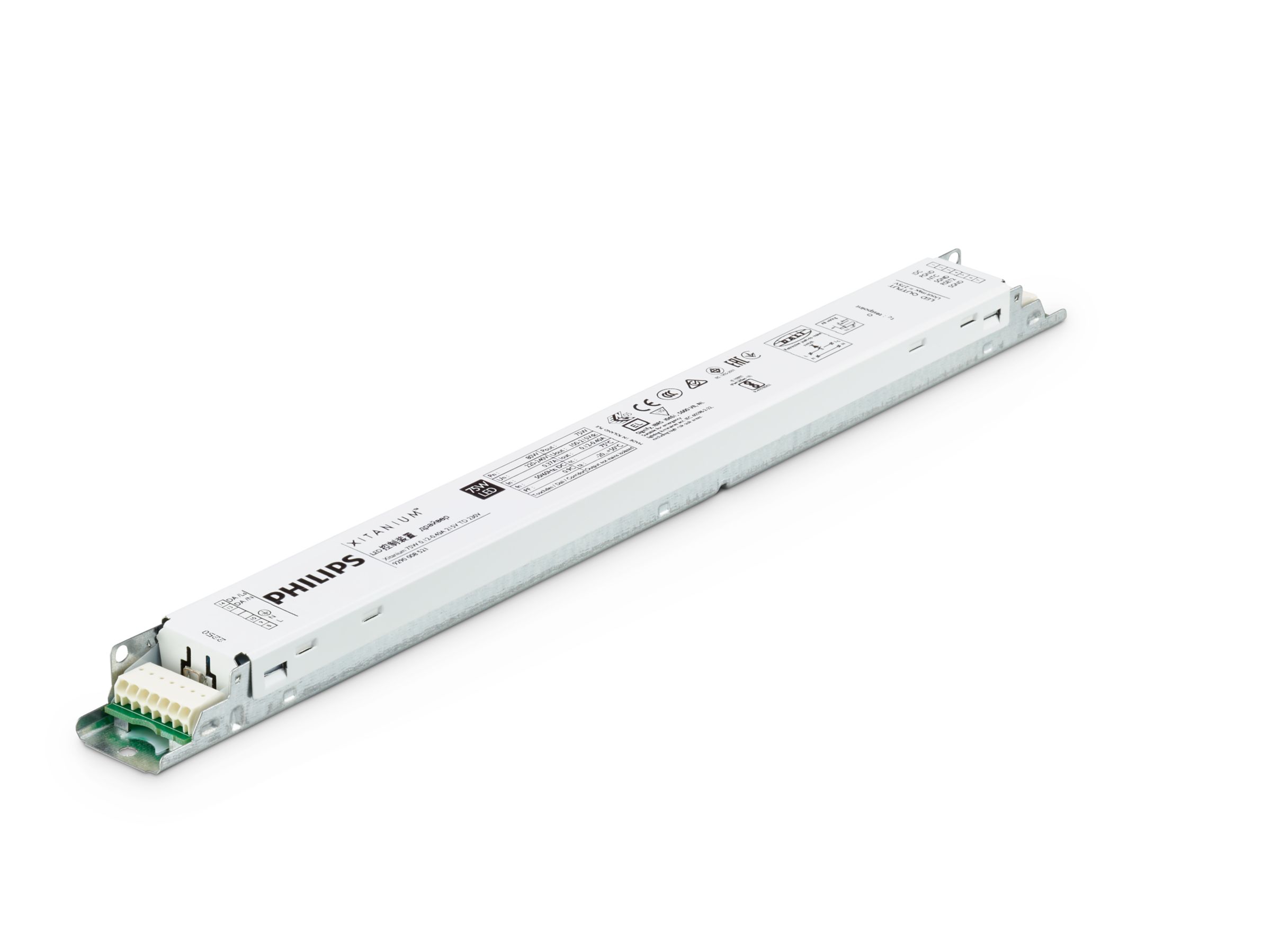 Power supply; LED; DALI; 75W; 100-215V; 0.12-0.4A; 220-240VAC; 186-250VDC; IP20