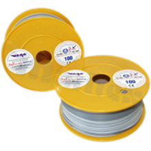 Przewód pojedynczy LGY/H05V-K; z wielodrutową miedzianą żyłą; szary/biały; przekrój 1.00mm2; AWG 17; 500V; -40+105 st.C; 100m.