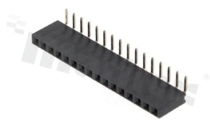 Pin Header; pitch 2.54mm; 1x16 pins; assembly: THT; female; angled; single row