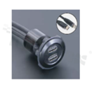 USBC3.1 socket; female; mounting hole 22mm; USBC3.1 male plug connection; cable length 100cm; black; aluminum alloy.
