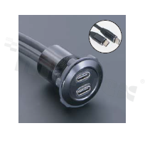 Gniazdo USBC3.1; żeńskie; otwór montażowy 22mm; podłączenie na wtyk USBC3.1 męski; długosć przewodu 100cm; korpus czarny; stop aluminium.
