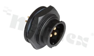 Gniazdo seria CC; 3-stykowe; męskie; proste; Imax = 20A; kabel: 4.0- 9.6mm2; z nakrętką z przodu; z połączeniem zatrzaskowym; IP67