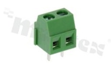 PCB terminal block; pitch 3.81mm; 2-ways; vertical; wire range 1mm2 (AWG 26-16); rising clamp type; with screws for a flat screwdriver; brass cage; green color; UL 150V/10A, TUV 130V/24A