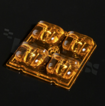 Lens for high power LEDs; mid power; light distribution: street type II/III for lighting; number of diodes: 4; size: 50x50mm height: 7.8mm; material type: PMMA; mounting method: pin, screw