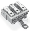 Installation terminal block; 3-ways; 15-clamps; for wire 0.5-2.5mm2 (22-14AWG); with PE contact; white; 500V/24A
