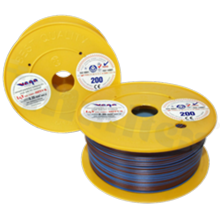 Przewód pojedynczy LGY/H05V-K; z wielodrutową miedzianą żyłą; brązowy/niebieski; przekrój 0.35mm2; AWG 22; 500V; -40+105 st.C; 200m.