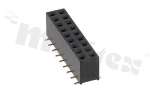 Pin Header; pitch 2.54mm; 2x9 pins; assembly: SMD; female; straight; double row