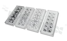 Lens for LED high power; mid power; angle: 60 degrees ; Number of LEDs: 12; Dimensions: 173x71mm; Height: 11.28mm; material: PMMA; Fastening: screw