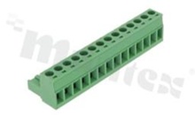 Pluggable terminal block; 5.08mm pitch; 14-ways; female; for wire 2.50mm2(28-12AWG); wire insertion direction same as plug-in direction; p.bronze contacts; steel cage; UL 300V/16A