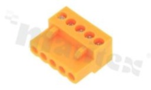 Listwa zaciskowa rozłączalna; w rastrze 3.96mm; 5-torowa; żeńska; na przewód 0.5-1.5mm2 (AWG 28-14); kierunek wtykania równoległy do osi przewodu; styki z fosforobrązu; stalowa klatka przewodu; UL 150V/8A