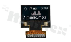 Display LGM OLED; LCD graphic; 0.96"; 128x64 pixels; illumination colour white; active area 21.74 x 11.18mm; FPC to ZIF connector; 20 pins