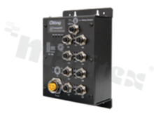 Switch przemysłowy kolejowy PoE; Gigabit; niezarządzalny; norma kolejowa EN50155; 8 portów 10/100/500/1000Base-T(X) PoE; złącza M12X; temp. pracy: -40+75 st.C; zasilanie 24 VDC