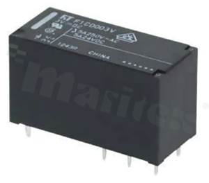 Przekaźnik elektromagnetyczny; prąd znamionowy 8A; napięcie cewki 5V DC; podwójny styk przełączny (DPDT); moc cewki 400mW; 8A/24V DC; 8A/250V AC; montaż: THT