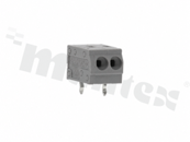 Listwa zaciskowa do PCB; w rastrze 3.5mm; 2-torowa; na przewód 0.2-0.75mm2( 22-18 AWG); szara; ze stykiem sprężynowym; UL 300V/6A
