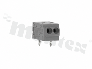 PCB terminal block; pitch 3.5mm; 2-ways; range wire 0.2-0.75mm2( 22-18 AWG); spring-loaded; grey; UL 300V/6A