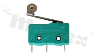 Miniaturowy mikroprzełącznik z dźwignią z rolką; SPDT; montaż: THT; 5A/125V AC.