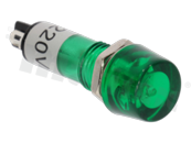 Lampka sygnalizacyjna neonowa; 10mm; terminale do lutowania; plastik; podświetlenie zielone; 230V