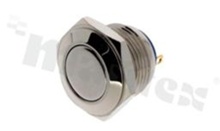 Push button switch; monostable; 16mm; solder terminals; nickled; silver button; IP65