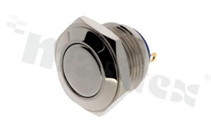 Push button switch; monostable; 16mm; solder terminals; nickled; silver button; IP65
