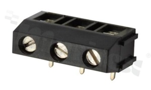 Listwa zaciskowa do PCB; w rastrze 7.50mm; 3-torowa; kątowa; na przewód 2.5mm2; ze śrubami na wkrętak płaski; klatka mosiężna; czarna; UL 250V/16A