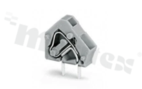 Listwa zaciskowa do PCB; w rastrze 5.0/5.08mm; 1-torowa; skośne wejście przewodu; na przewód 0.08-2.50mm2 (28-12 AWG); ze stykiem sprężynowym; jasnoszara; UL: 300V/15A