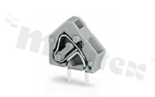 PCB terminal block; in 5.0/5.08mm raster; 1-track; oblique entry; for 0.08-2.50mm2 (28-12 AWG) wire; with spring contact; light grey; UL: 300V/15A