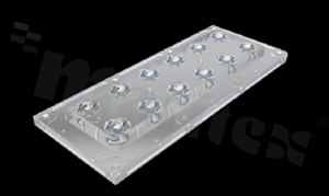 Lens for LED mid power; angle: 20 degrees ; Number of LEDs: 1; Dimensions: 334.87x59.86mm; Height: 12.31mm; material: PMMA; Fastening: snaps