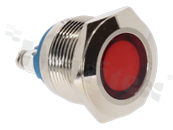 Lampka sygnalizacyjna; 19mm; zacisk śrubowy; stal nierdzewna; podświetlenie czerwone; LED 12V