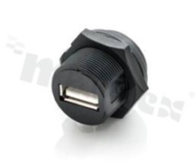 Gniazdo UA; USB 2.0 typ A; 1A; z nakrętką z przodu; PCB; IP68;
