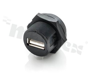 Receptacle UA; USB; 2.0; type A; 1A; front side nut; PCB; IP68
