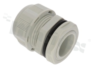Dławnica kablowa M25; nylonowa; M25x1.5 13-18mm; flat O-ring; z nakrętką; szara