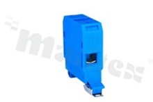 Installation terminal block; 1-level; 2-contacts; for wire 4-35mm2; screw terminal; blue; Din rail; 690V/125A