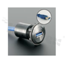 USB3.0 socket; female; mounting hole 22mm; USB3.0 male plug connection; cable length 60cm; black; aluminum alloy.