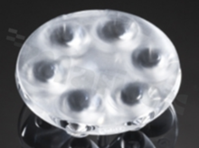 Lens for LED high power; angle: 18 to 27 degrees FWHM; Number of LEDs: 6; Dimensions: round 40mm; Height: 10.7mm; meterial: PMMA; Fastening: glue; pin