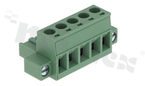 Listwa zaciskowa rozłączalna; w rastrze 5.08mm; 5-torowa; żeńska; na przewód 2.50mm2(28-12AWG); kierunek wtykania równoległy do osi przewodu; z zaczepem śrubowym; styki z fosforobrązu; mosiężna klatka przewodu; UL 300V/20A TUV:320V/20A