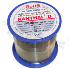 Drut oporowy grzejny Kanthal; renomowanego szwedzkiego producenta; średnica 0.80mm; SWG 21; -100+1300 st.C; 68.7m; 250g.