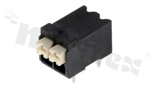 PCB terminal block; pitch 3.50mm; 2-ways; side entry; range wire 0.2-1.5mm2 (AWG 24-16); spring-loaded; black; UL 300V/12A