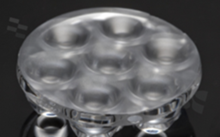 Lens for LED high power; mid power; angle: 45 to 74 degrees FWHM; Number of LEDs: 7; Dimensions: round 40mm; Height: 12.2mm; meterial: PMMA; Fastening: pin