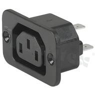 AC power outlet IEC 60320 F, protection class I; mounting: panel, screw-on; QC 4.8x0.8mm terminals; black; IP30; 10A, 250VAC